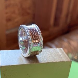 Coach Signature Ring w/Rhinestones